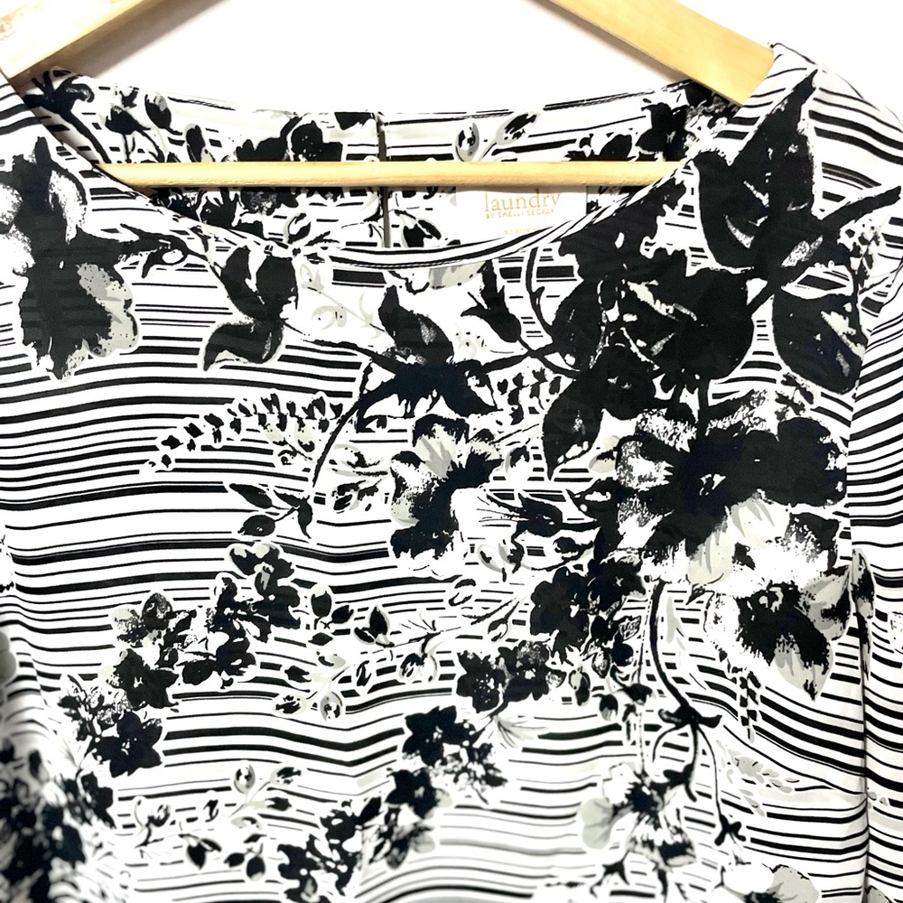 Laundry pretty floral stripe graphic print silky long sleeve top #42C - Picture 2 of 4